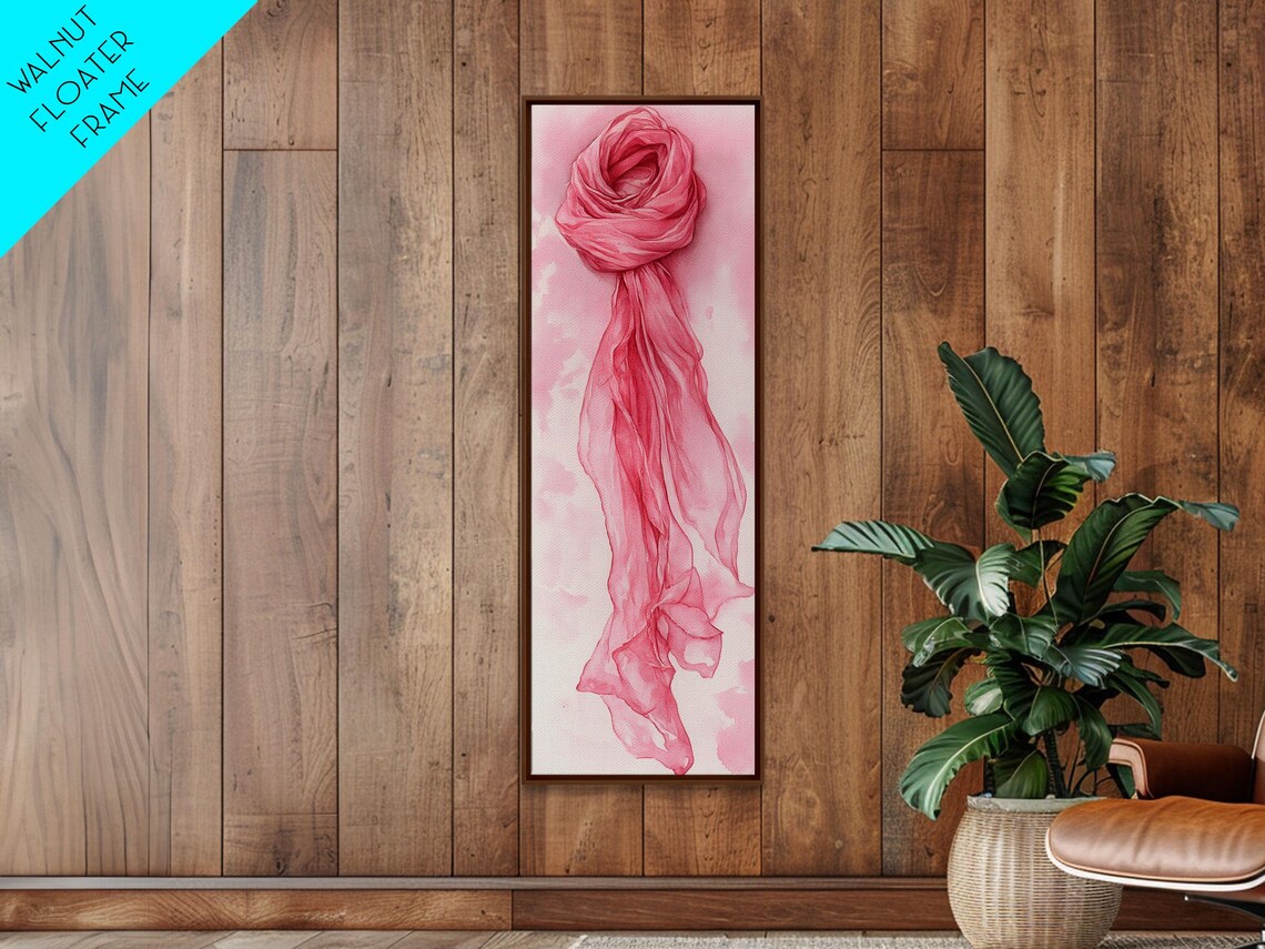 Pink Silk Scarf Draped Elegant Minimalist Watercolor Art Poster - Image 5