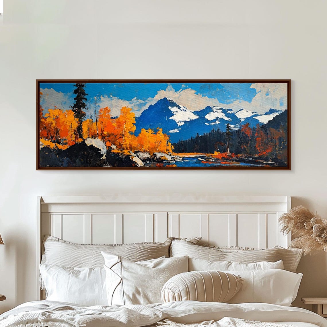 Fall Aspens Snowy Blue Peaks Autumn Forest Oil Travel Poster - Image 4