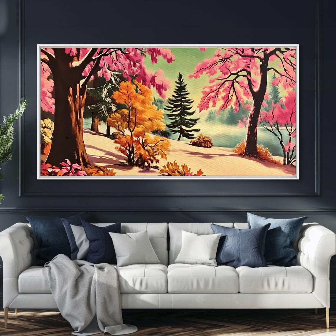 Colorful Autumn Path Pink Orange Trees Vivid Fall Landscape Poster - Image 5