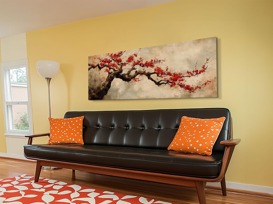 Panoramic Japanese Maple Tree Wall Art Print Maple Tree Art Fall Decor Fall Wall Art Wabi Sabi Japanese Style Maple Tree Painting - Image 5