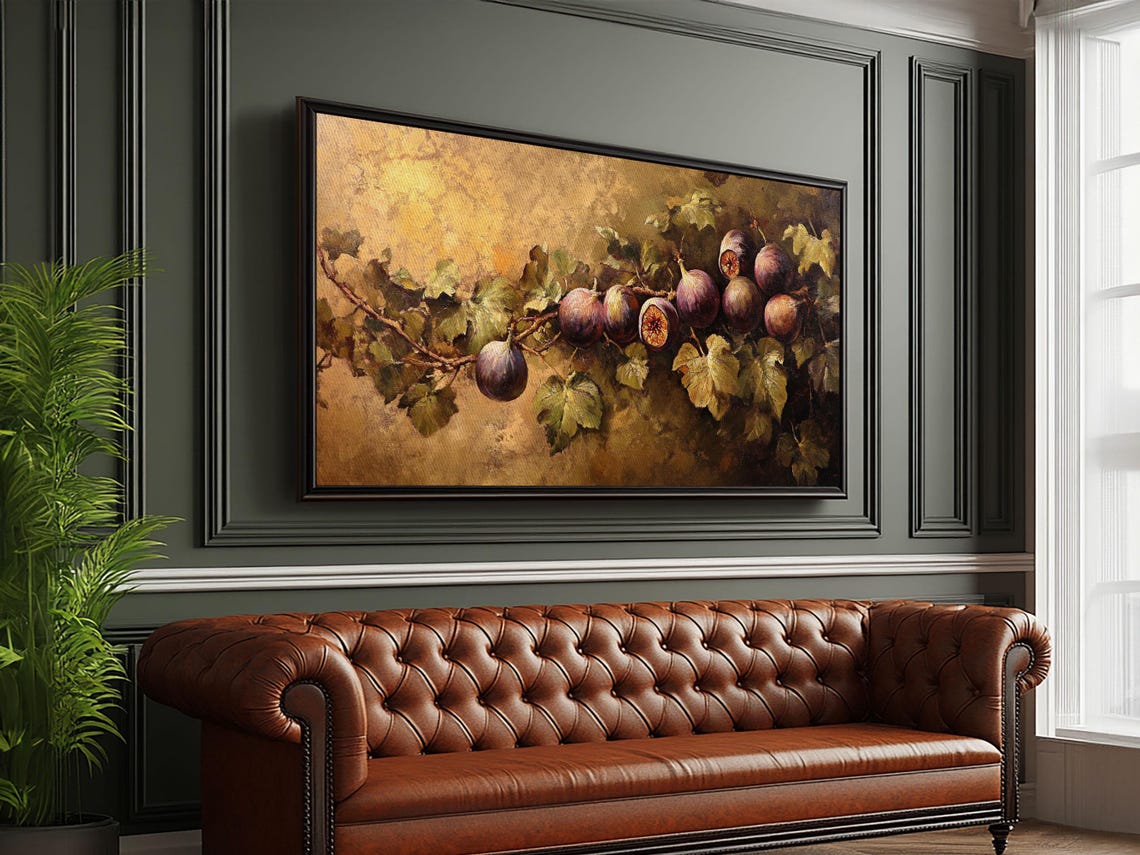 Ripe Figs On Vine Golden Old Master Still Life Painting Kitchen Print - Image 6