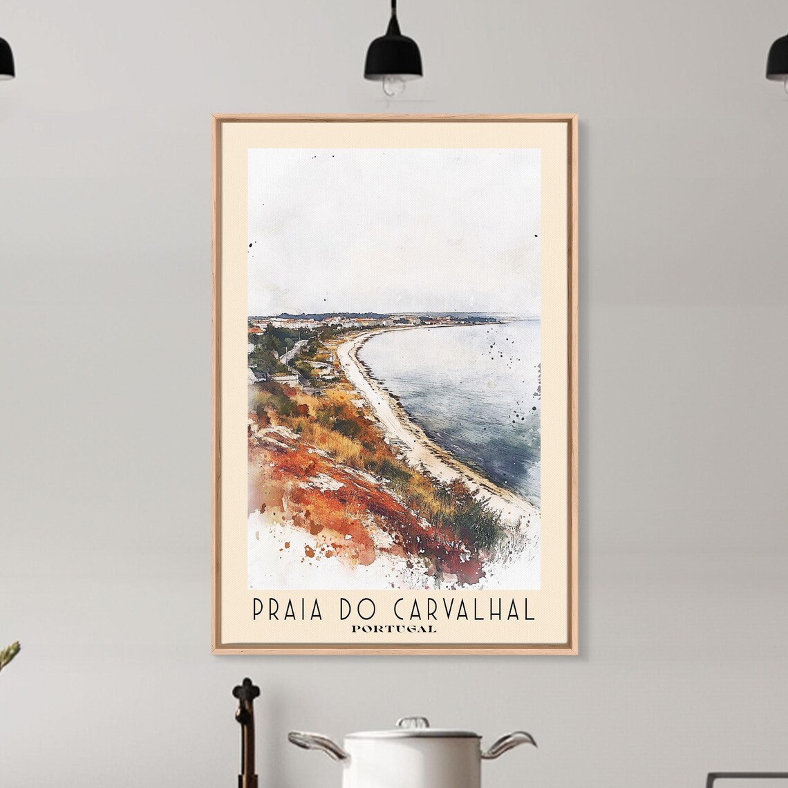 Praia do Carvalhal Portugal Long Sandy Coastline Watercolor Travel Poster - Image 6