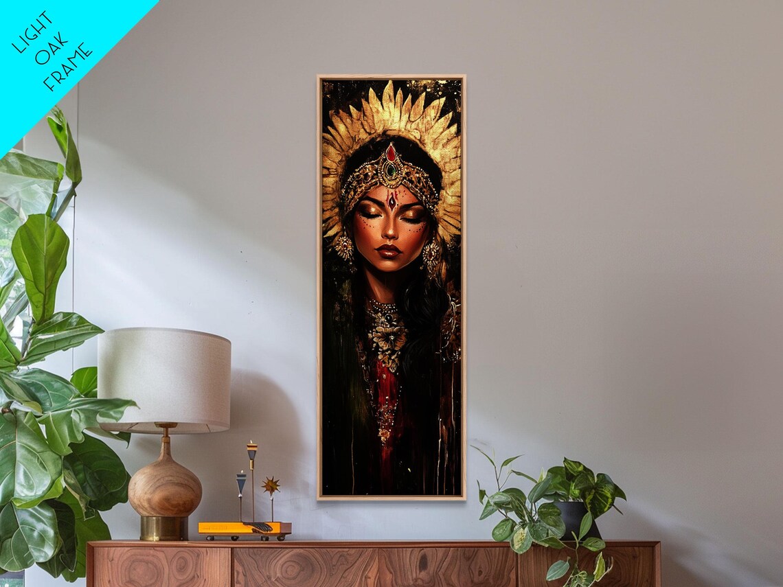 Golden Goddess Portrait Halo Dark Divine Feminine Art Poster - Image 6