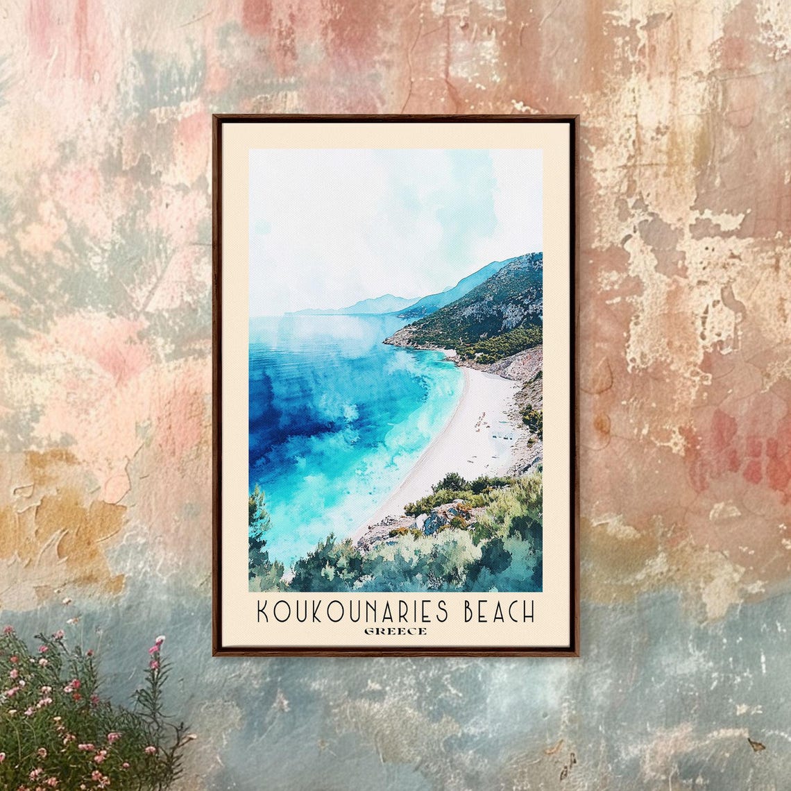 Koukounaries Beach Greece Turquoise Bay Aerial View Travel Poster Art - Image 4