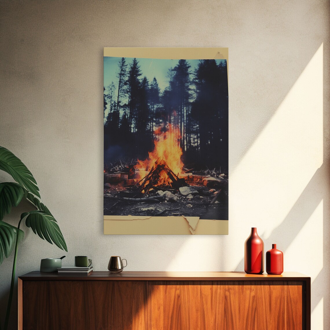 Campfire Outdoors Art Print, Modern Nature Scene - Image 3