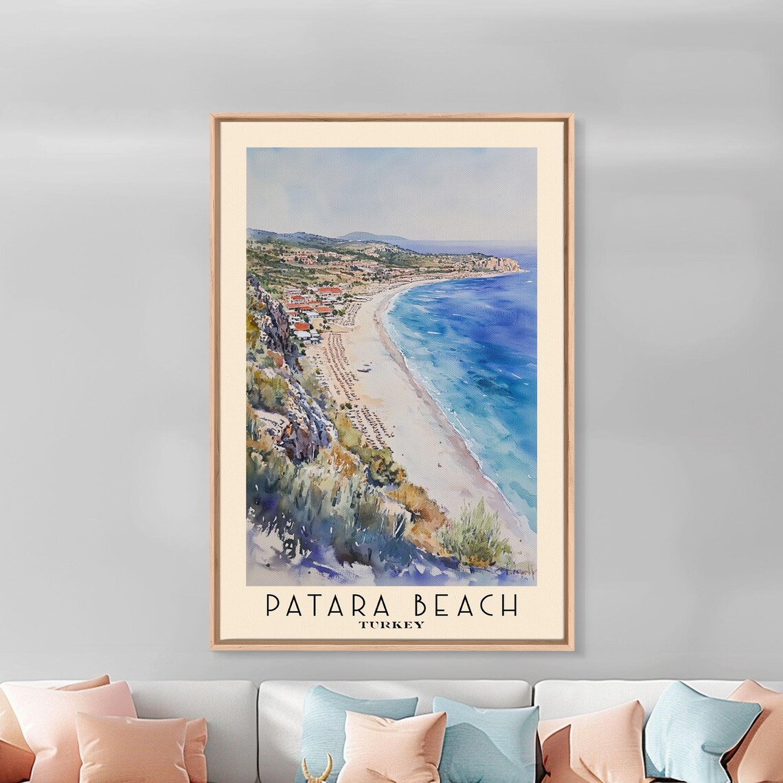 Patara Beach Turkey Aerial Long Sand Shore Turquoise Sea Umbrella Poster - Image 3