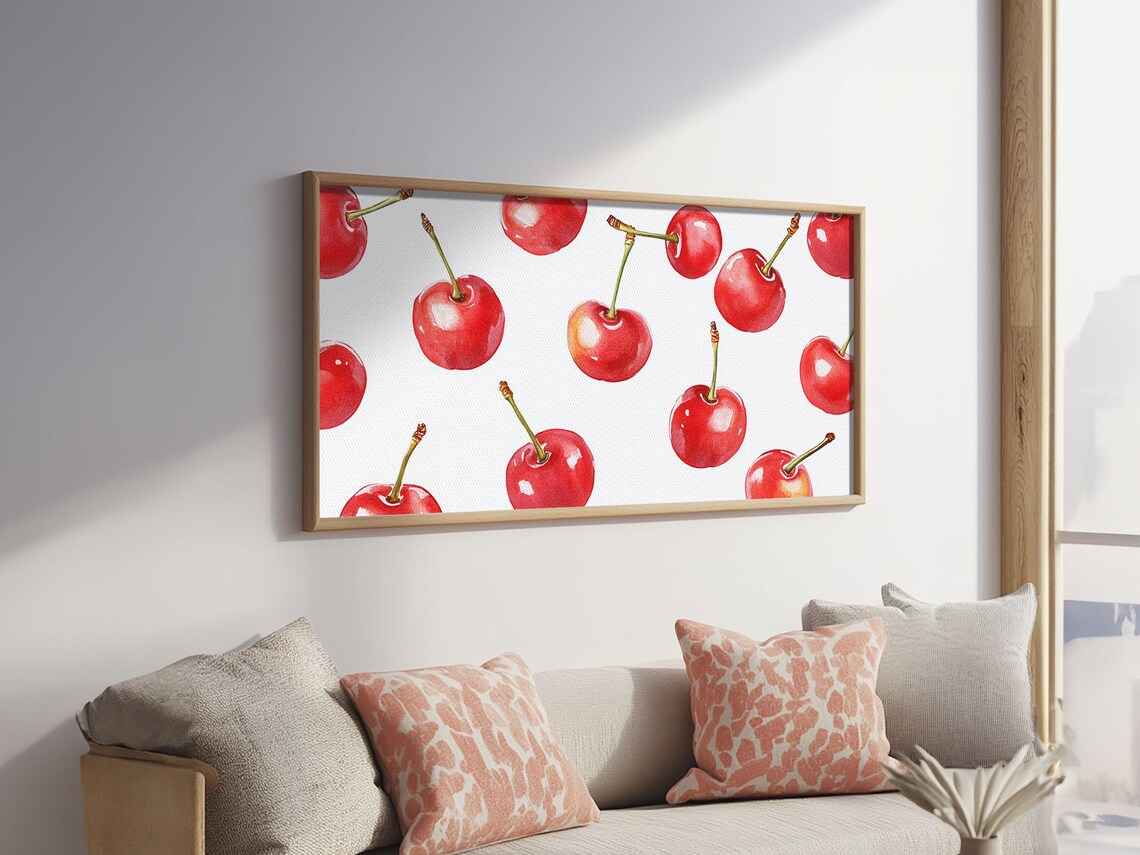 Preppy Cherry Wall Art Framed Print Kitchen Wall Art Dining Room Wall Art Loft Decor Cute Wall Art Cutesy Home Decor - Image 5
