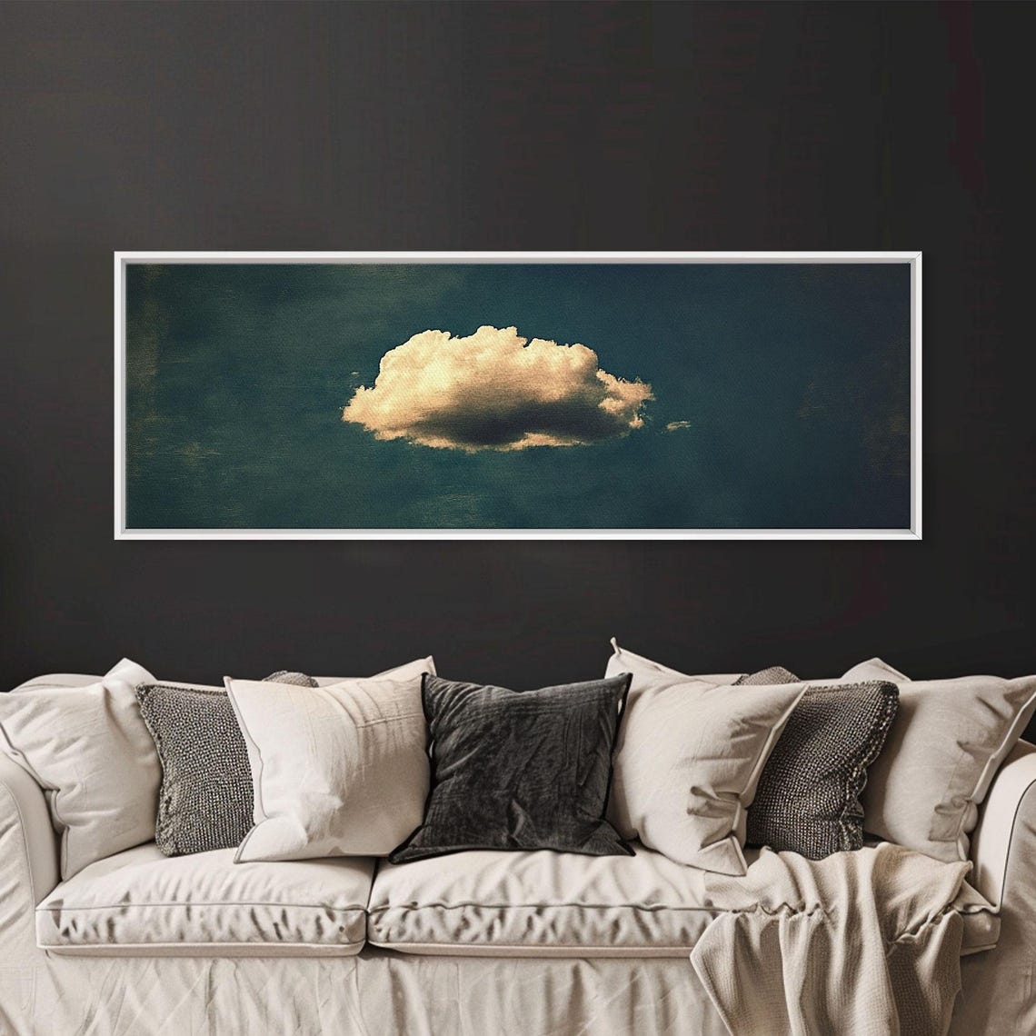 Lonely Cloud Dark Teal Sky Vintage Moody Cloud Study Art Print - Image 5