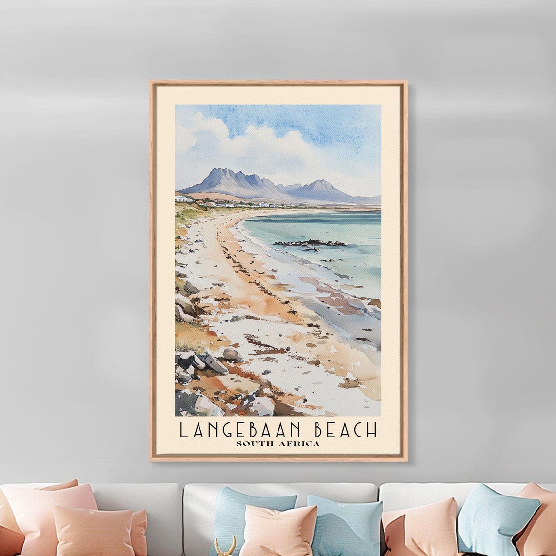 Langebaan Beach South Africa Rocky Shore Sandy Bay Mountain Poster - Image 3