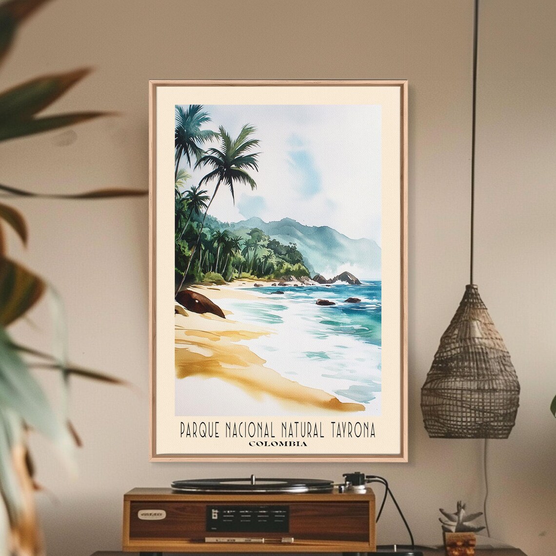 Parque Nacional Natural Tayrona Colombia Palm Beach Jungle Mountain Travel Poster - Image 2