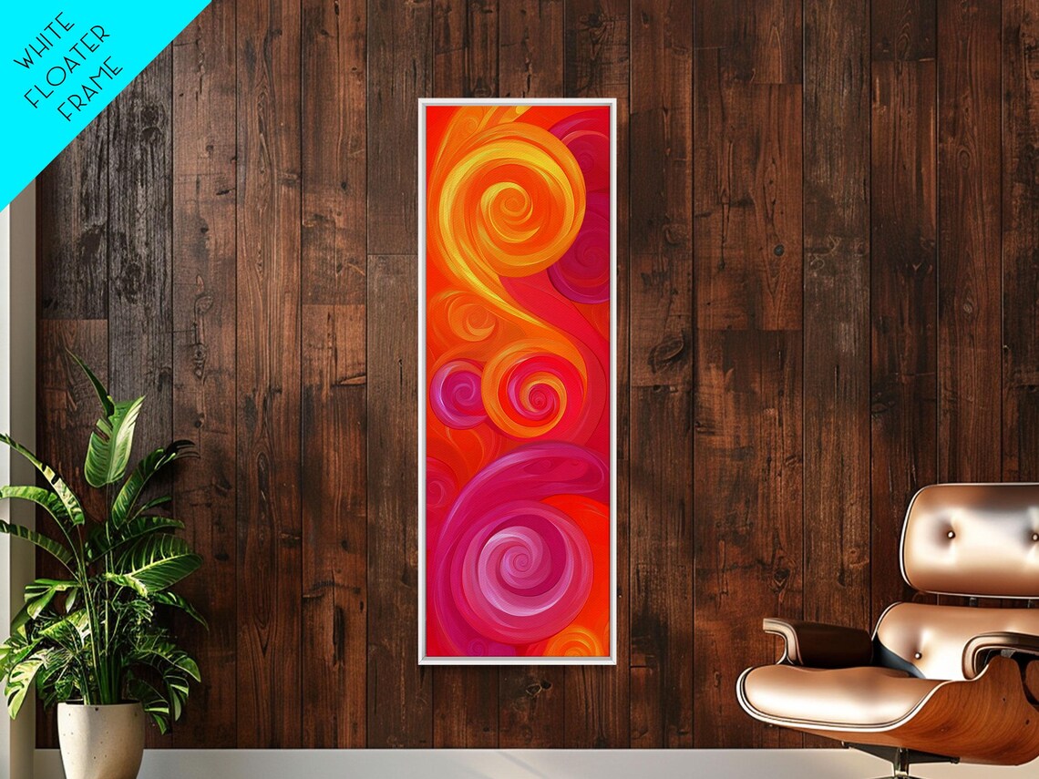 Bold Orange Pink Spiral Abstract Art Fiery Swirls Canvas Poster - Image 4