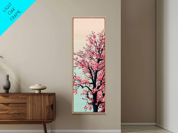 Delicate Cherry Blossom Tree In Full Bloom Against A Soft Gradient Background For Elegant Wall Art Framed Print