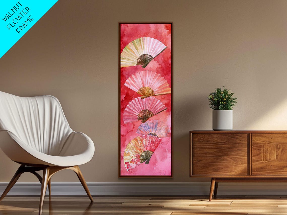 Pink Chinoiserie Hand Fans Cascade Asian Fine Elegant Art Poster - Image 2