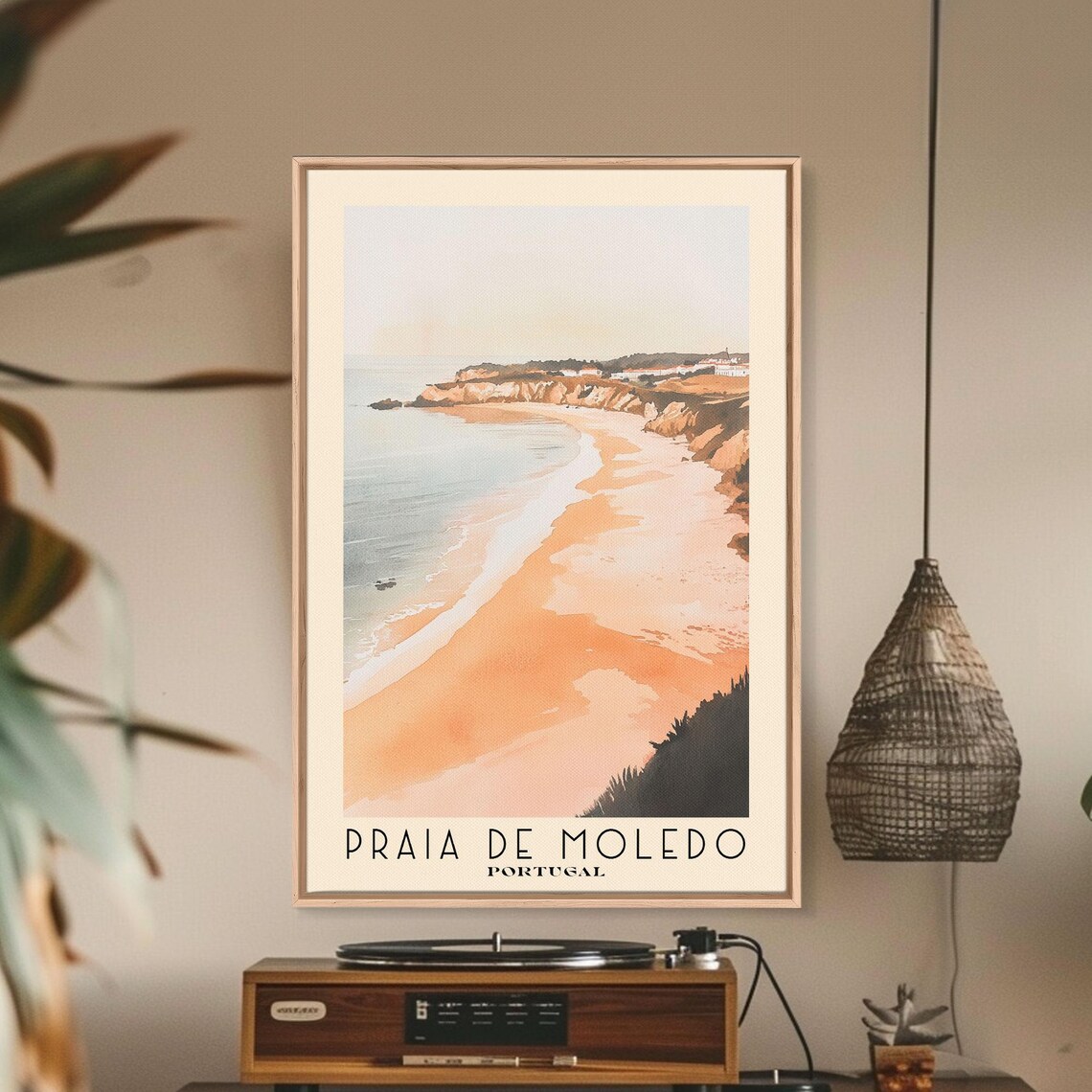 Praia de Moledo Portugal Peach Beach Rocky Headlands Watercolor Poster - Image 2
