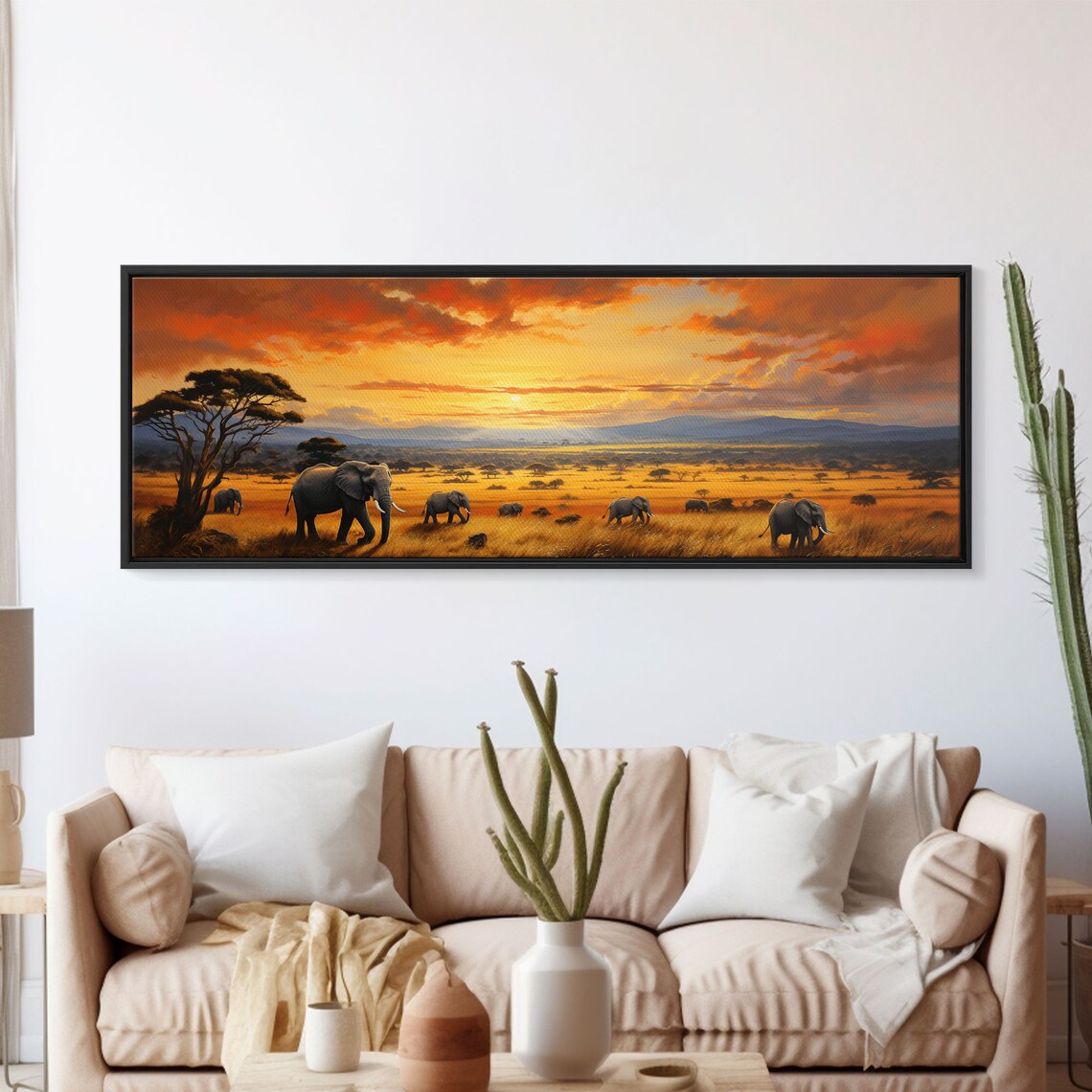 Colorful Elephants Of Africa Savanna Art Print - Image 5