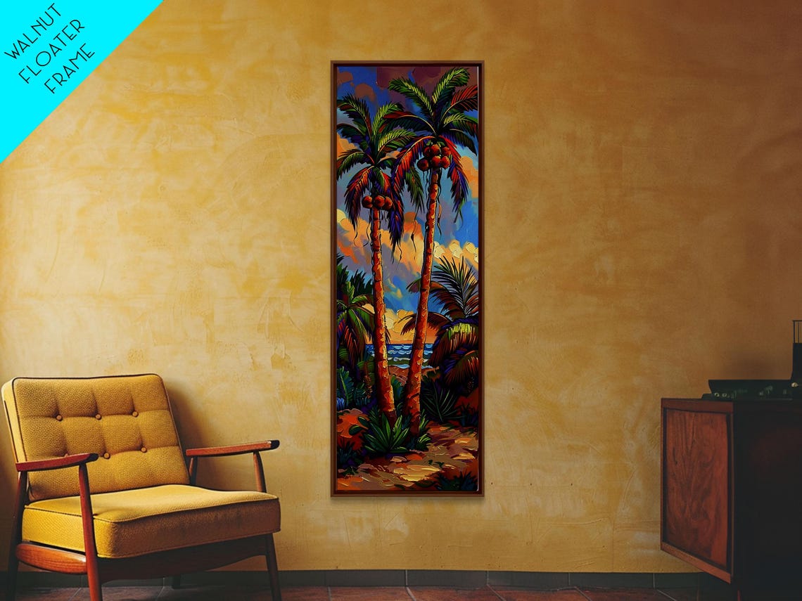 Tropical Coconut Palm Trees Beach Sunset Ocean Waves Travel Poster - Image 6
