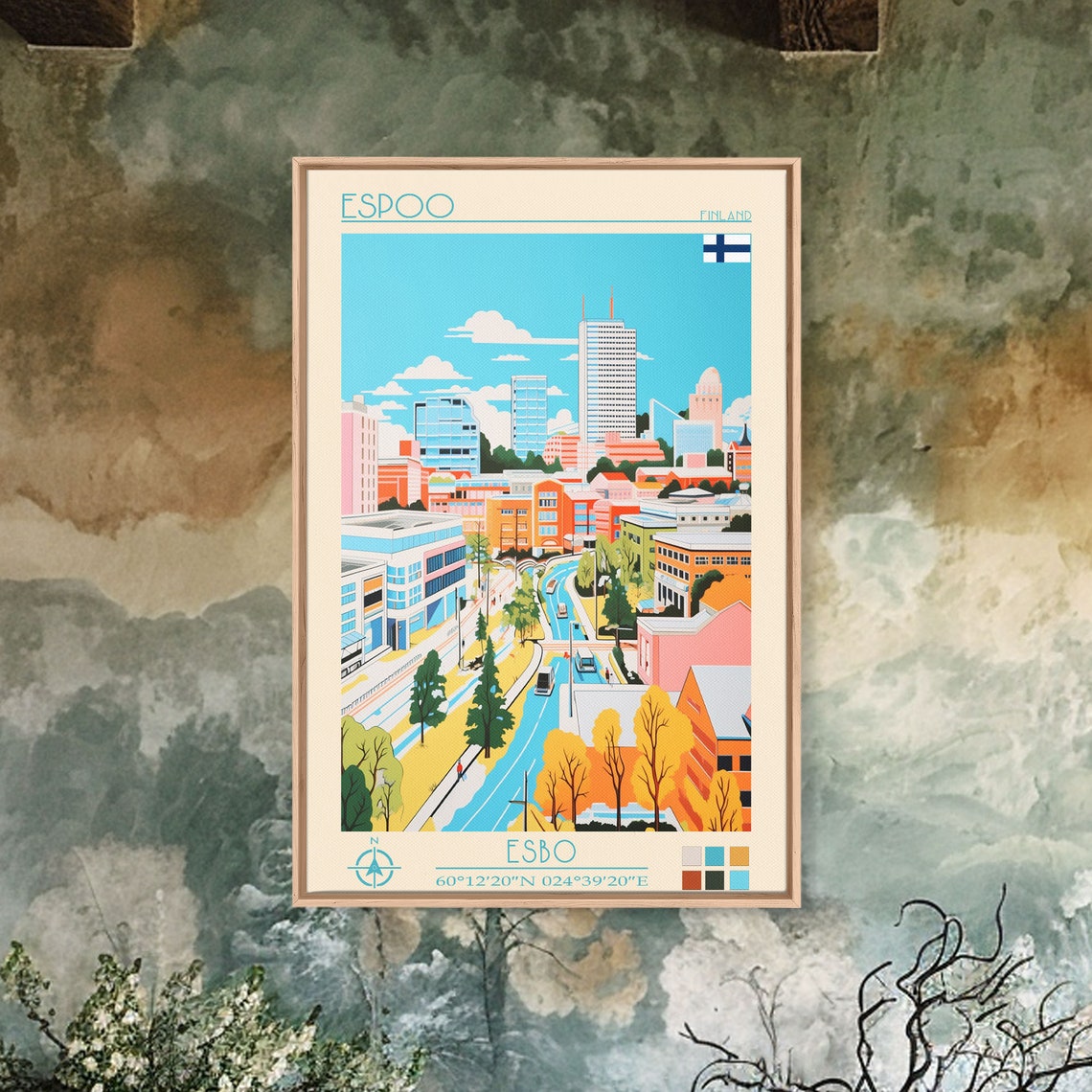 Espoo Finland Modern High Rises Cityscape Autumn Trees Poster - Image 4