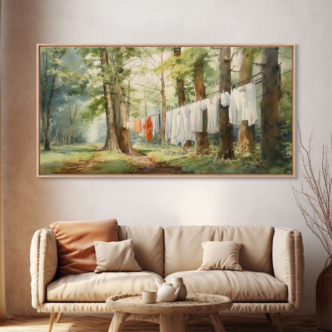 Watercolor Laundry in Woods, Forest Wall Art Print - Image 5
