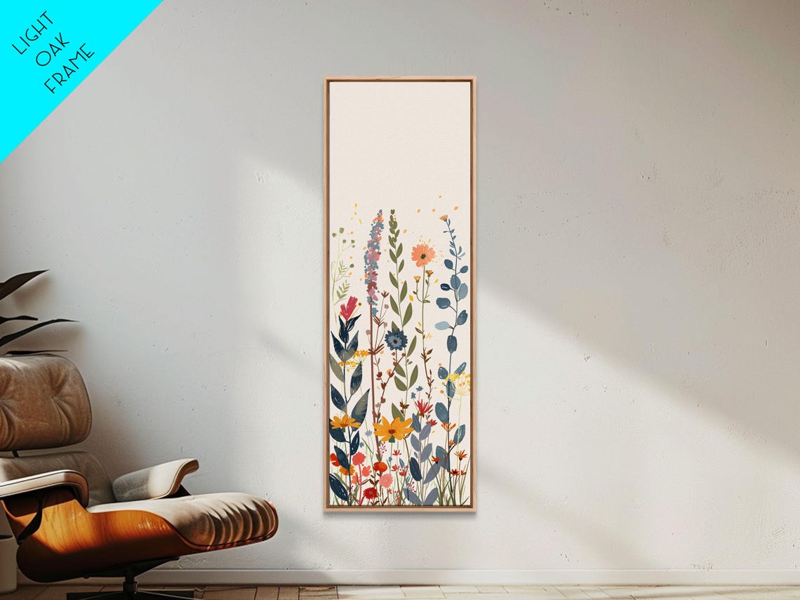 Colorful Wildflower Arrangement Light Cream Background Tall Poster - Image 3