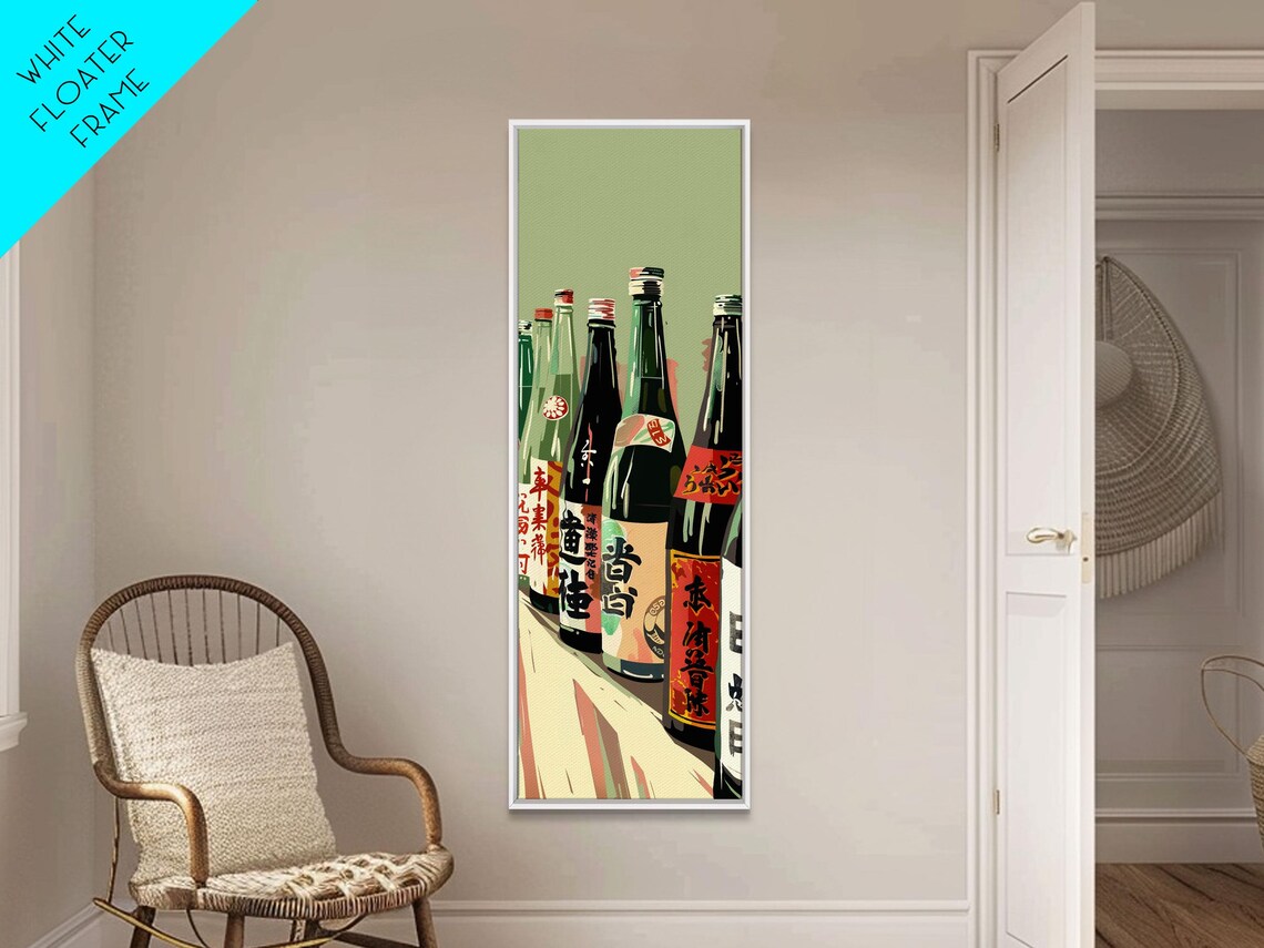 Japanese Sake Bottles Labels Tall Skinny Bar Decor Art Poster - Image 3