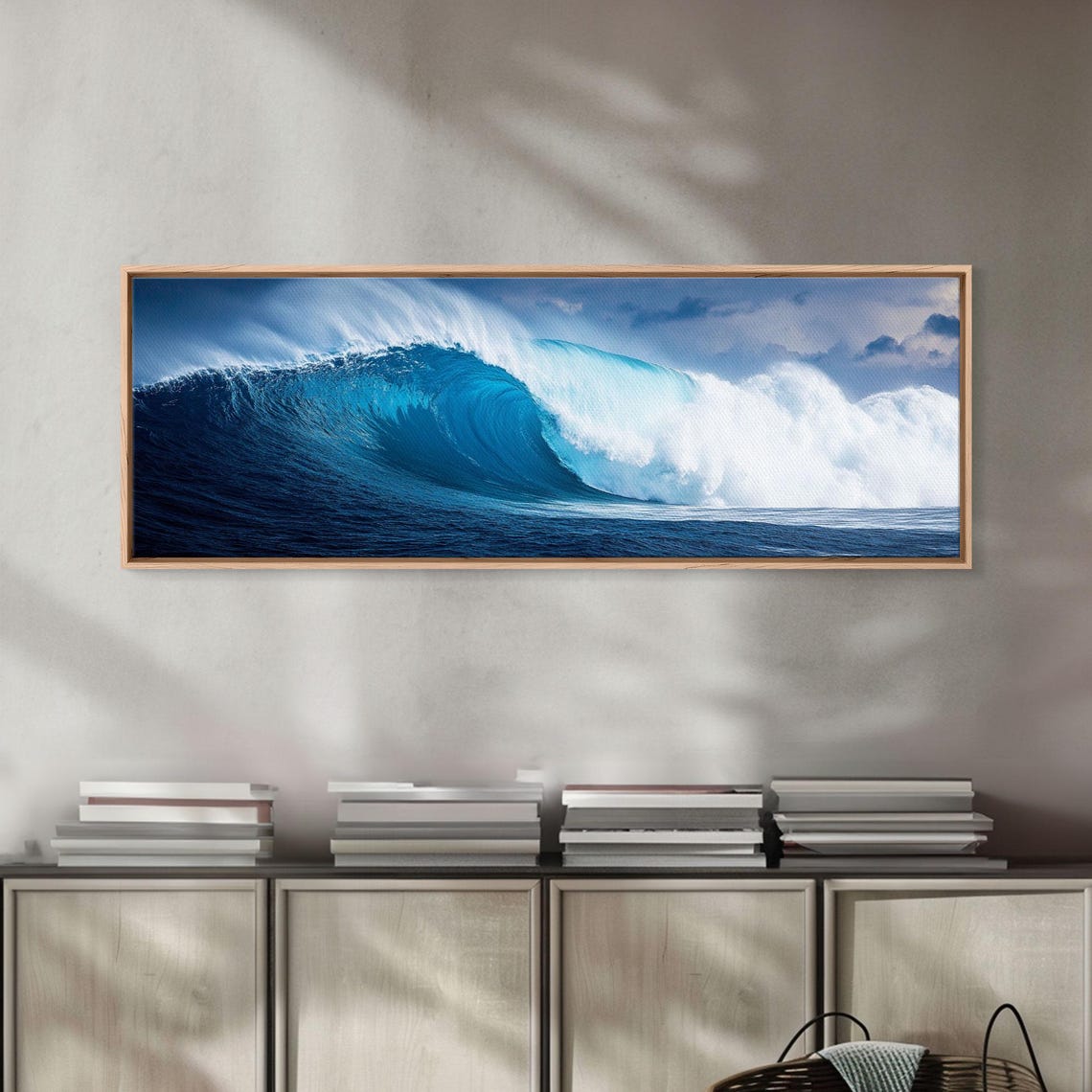 Giant Ocean Wave Barrel Curl Blue Surf Seascape Panoramic Art Print