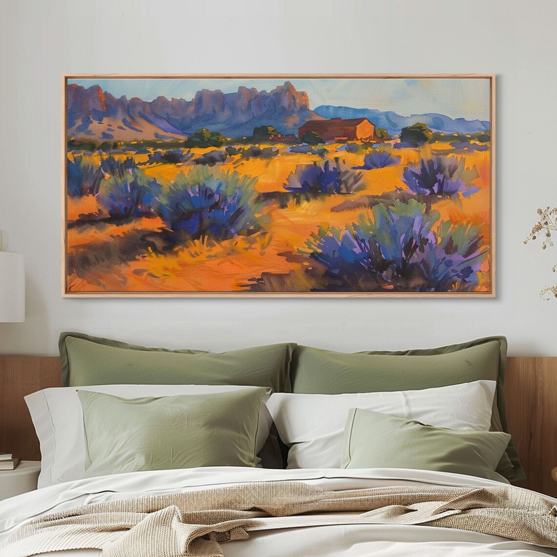 Rustic Barn In Desert Scene Stunning Wall Art For Bedroom Framed Print Boho Style Minimalist Home Decoration - Image 2