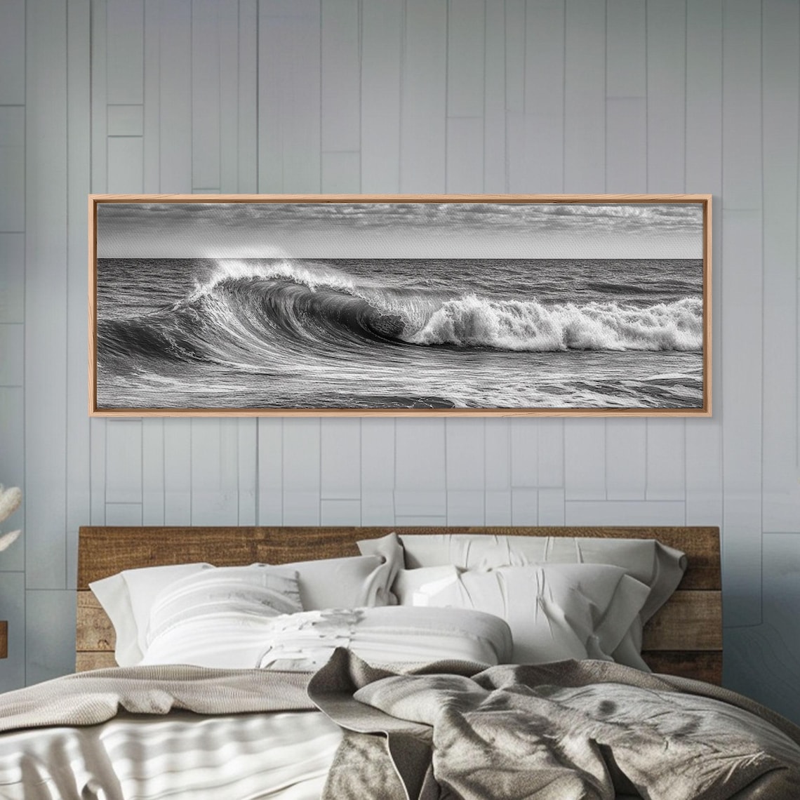 Black and White Ocean Seascape, Panoramic Wall Art Print - Image 5
