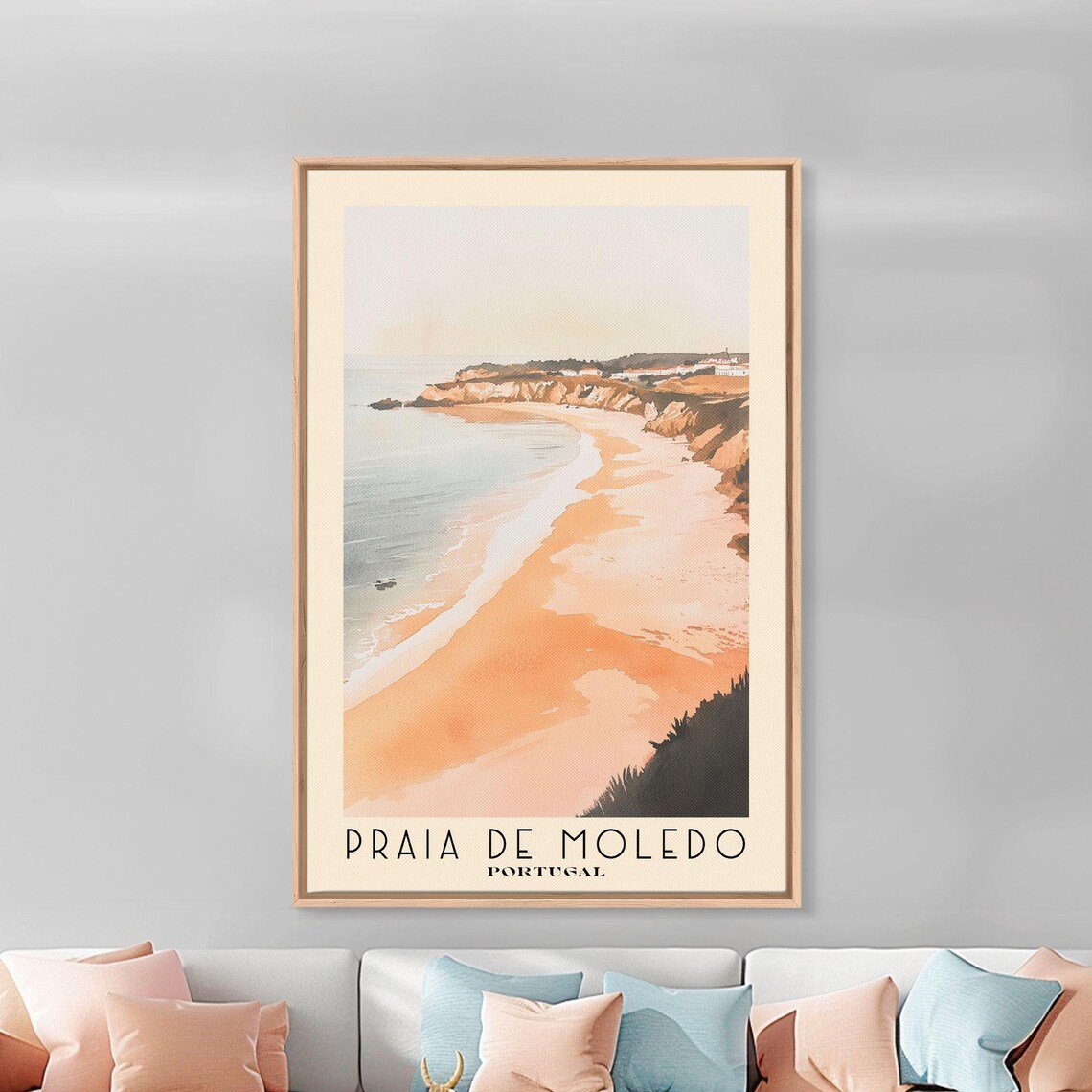 Praia de Moledo Portugal Peach Beach Rocky Headlands Watercolor Poster - Image 3