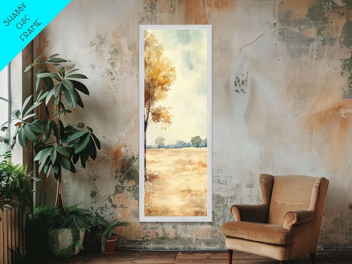 Golden Oak Tree Autumn Landscape Watercolor Nature Scene Poster - Image 2