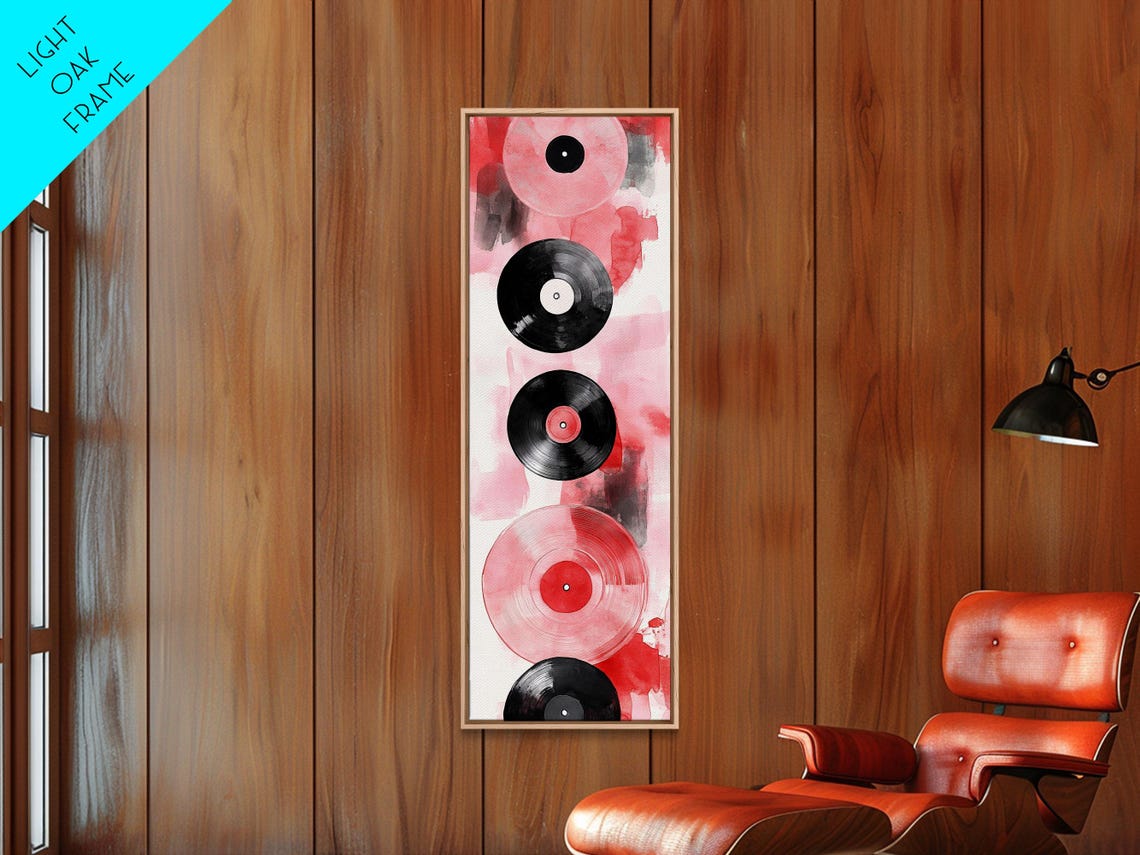 Abstract Vinyl Records With Paint Drips Pink Retro Music Wall Art - Image 6