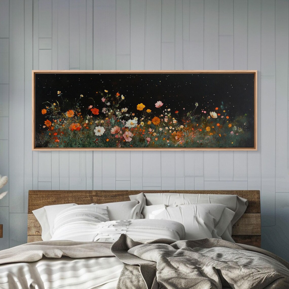 Wildflowers At Night Black Background Botanical Floral Art Print - Image 6