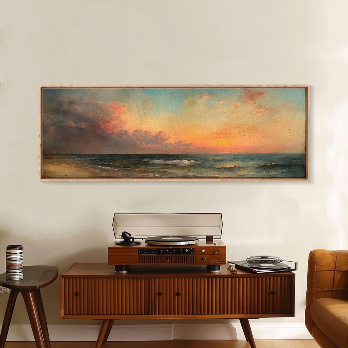 Ocean Sunset Seascape Golden Horizon Clouds Calm Travel Poster - Image 5