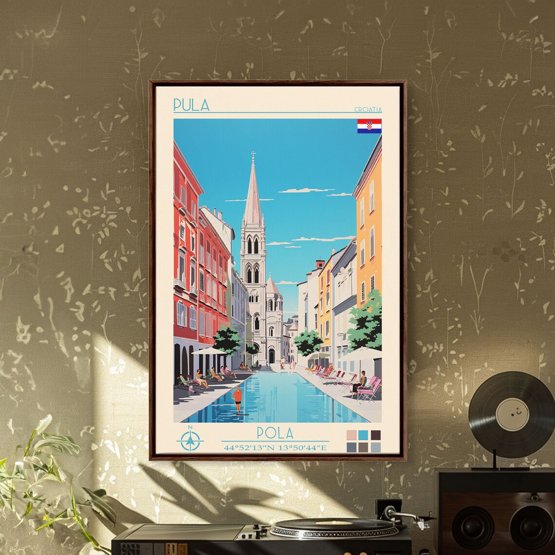 Pula Croatia Old Town Street Tall Church Tower Square Travel Poster - Image 4