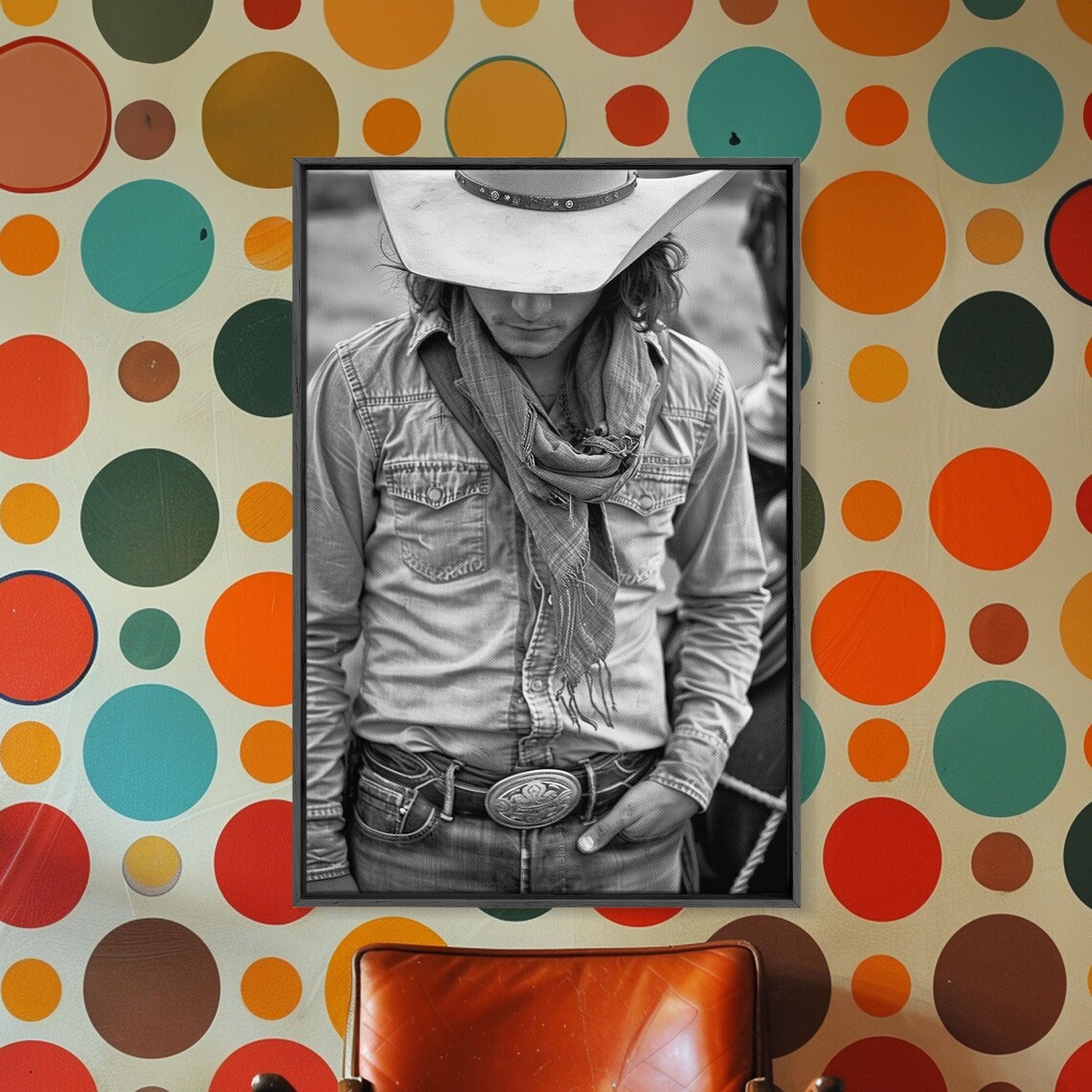 Cowboy Hat Shadowed Face Black And White Portrait Western Art Poster - Image 5