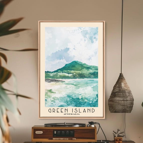 Green Island Australia Watercolor Print Vacation Gift Australia Wall Art Beach Painting Beach Decor Beach Or Lakehouse Art
