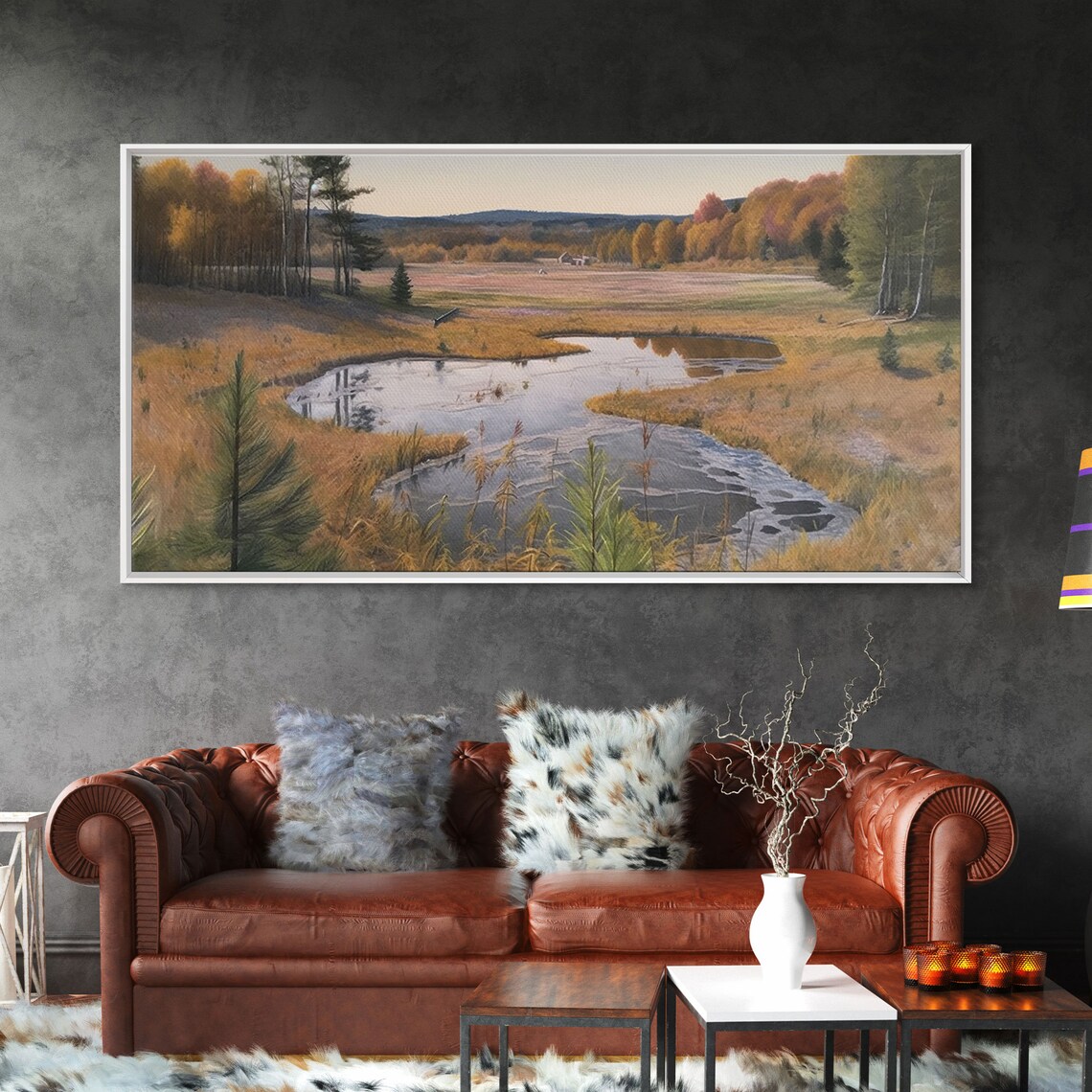 Pond Wall Art Landscape Wall Decor Trees Wall Art Nature Wall Decor Panoramic Wall Decor Print Wall Art Framed Art
