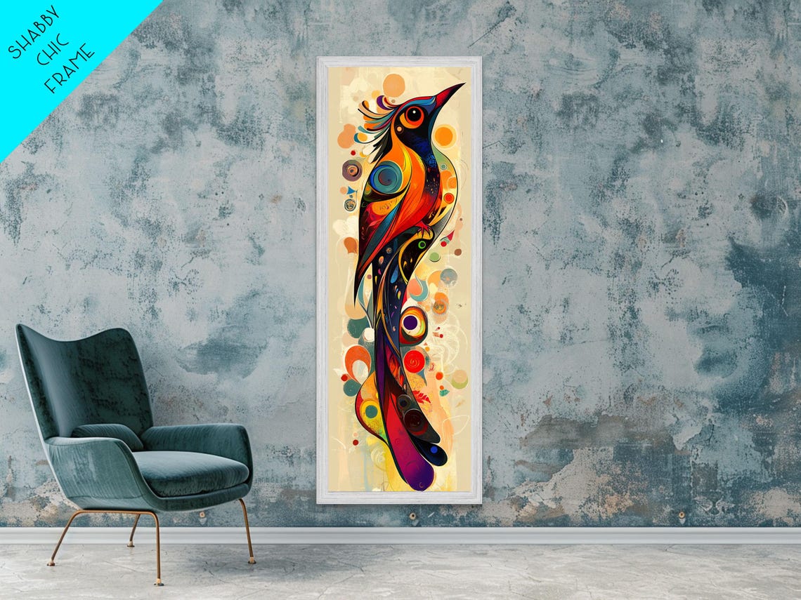 Colorful Abstract Bird Art Swirling Boho Feathered Decor Poster - Image 2