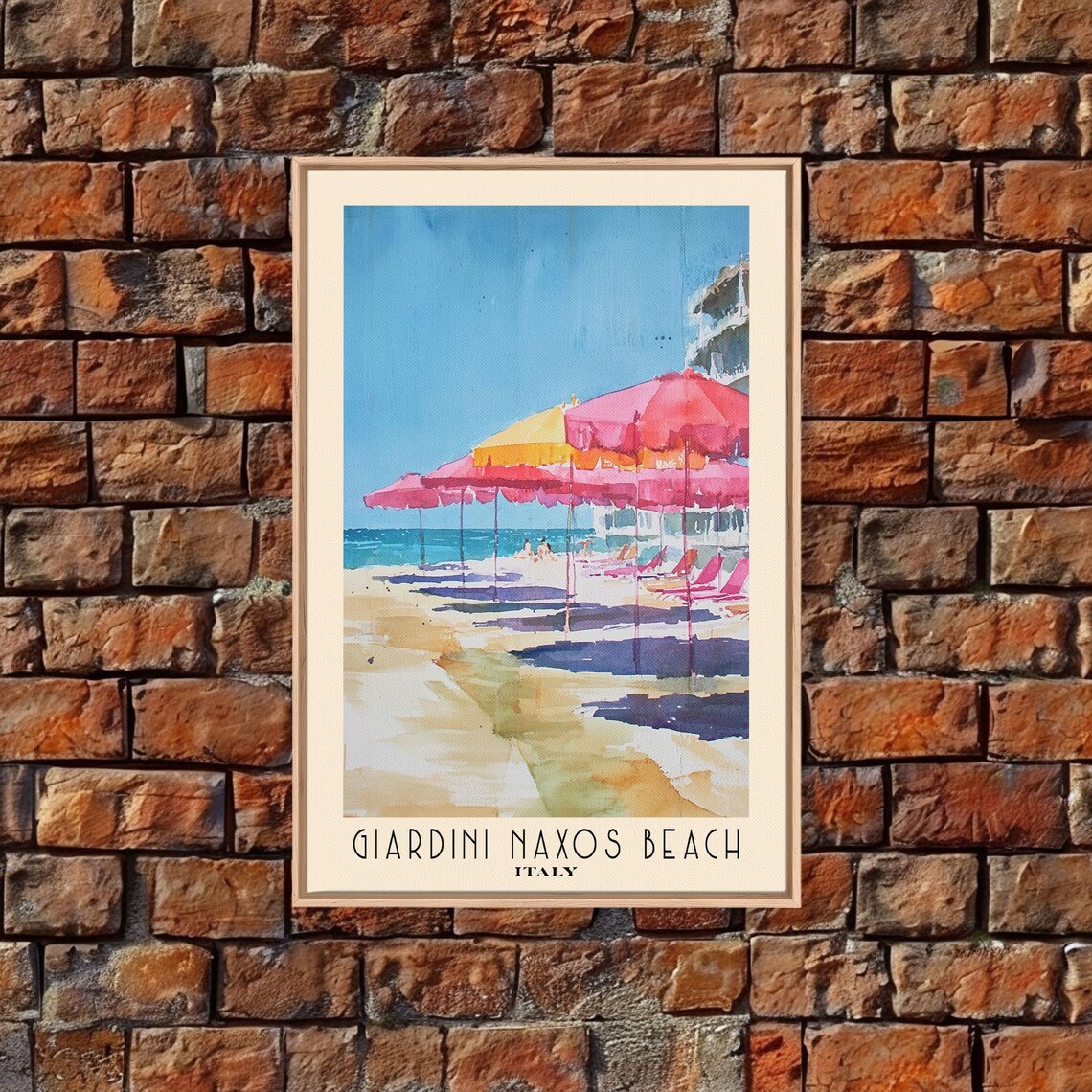 Giardini Naxos Beach Italy Colorful Umbrellas Sicily Coast Poster - Image 5
