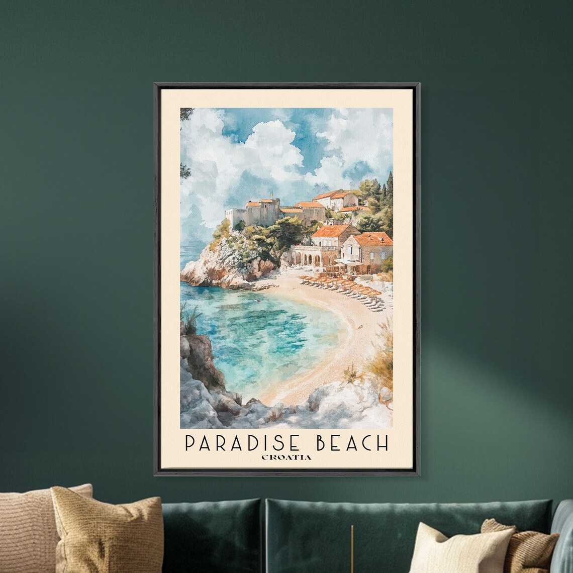 Paradise Beach Croatia Old Town Crescent Cove Turquoise Water Travel Poster - Image 5