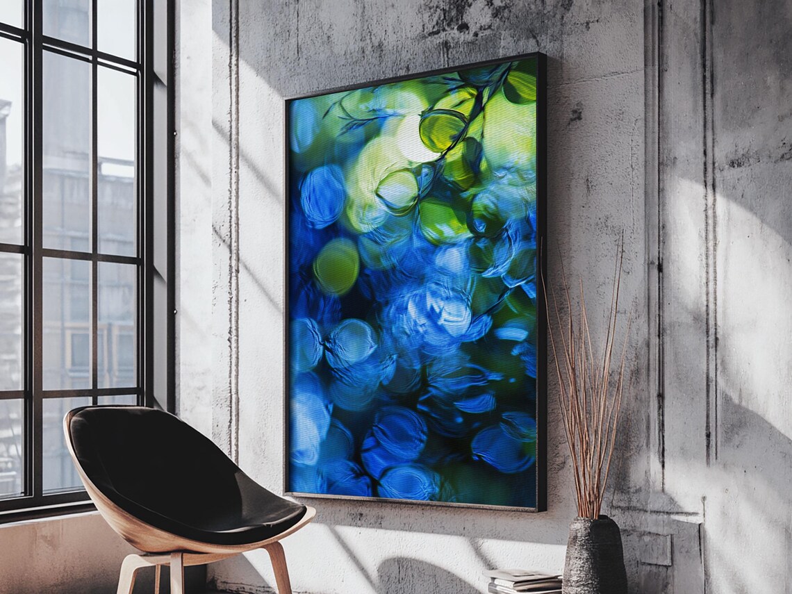 Teal Water Droplets Leaves Macro Botanical Fresh Blue Green Nature Art Poster - Image 6