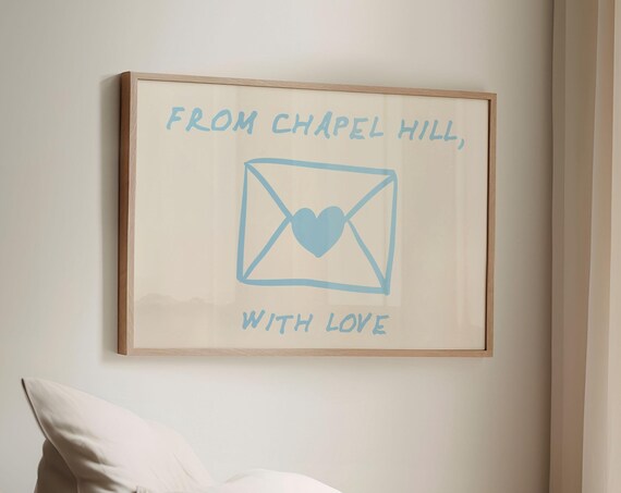 From Chapel Hill With Love Blue Hand Drawn Envelope College Dorm Print