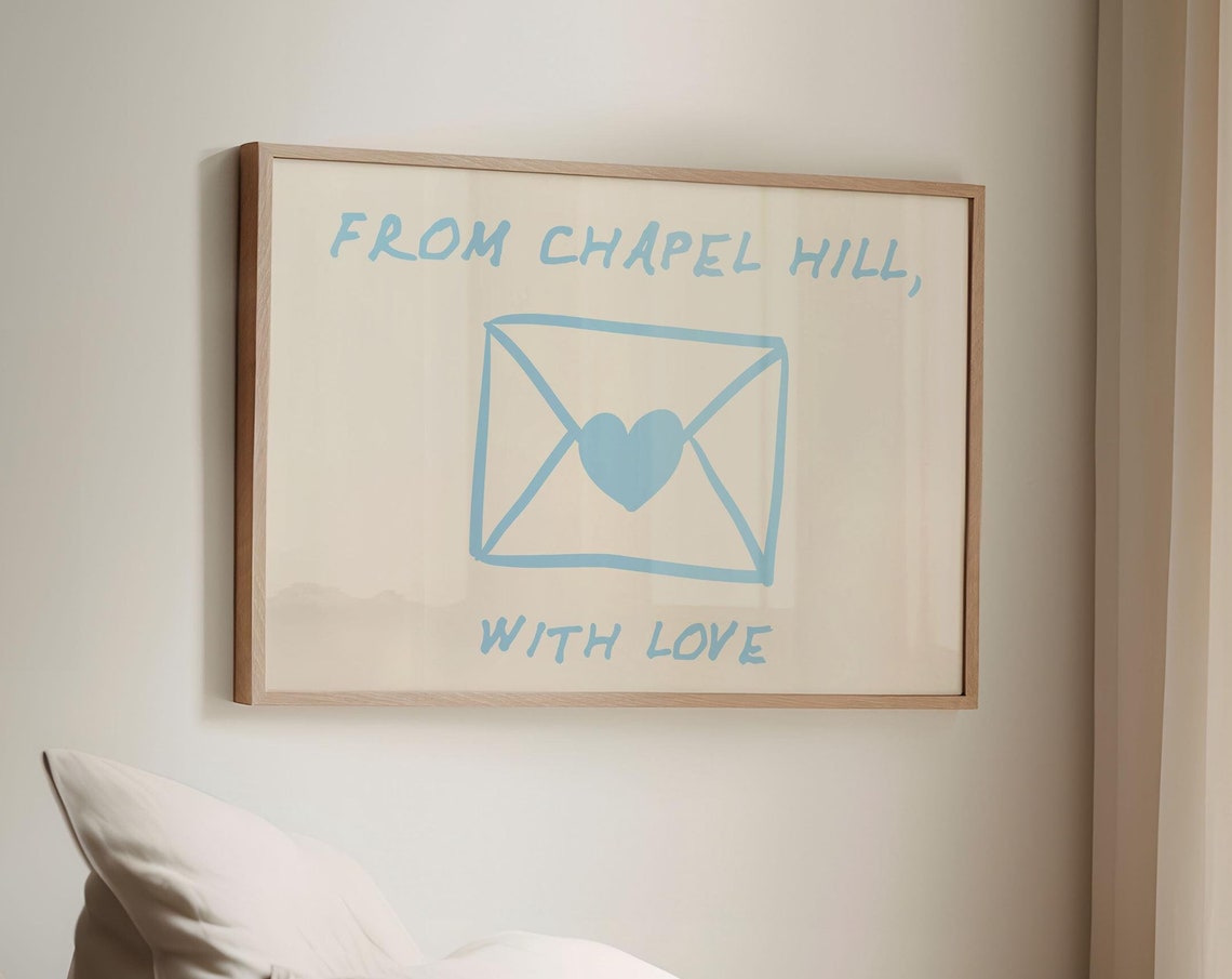 From Chapel Hill With Love Blue Hand Drawn Envelope College Dorm Print