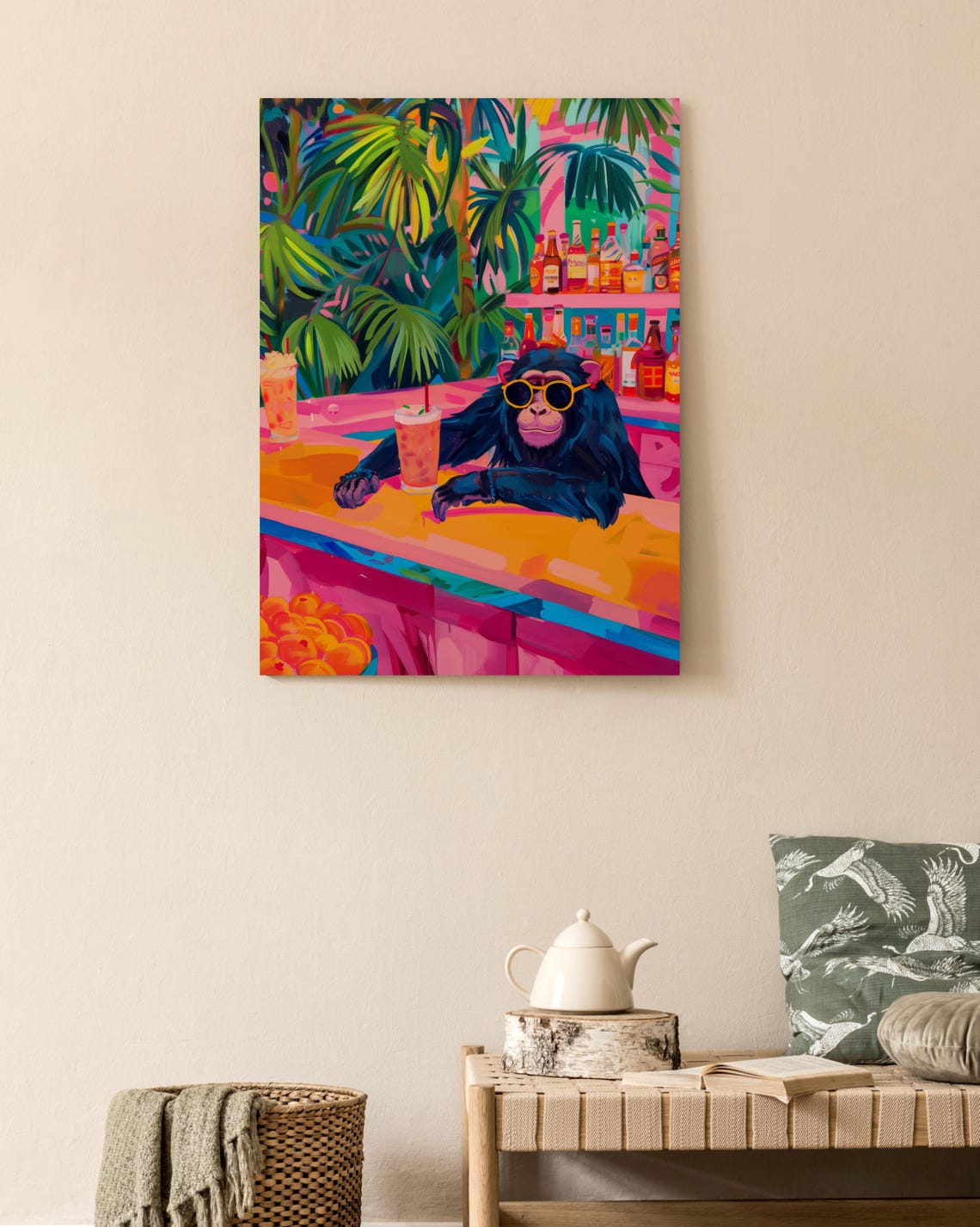 Chilled Monkey with Sunglasses Relaxing at a Tropical Bar Poster - Image 2