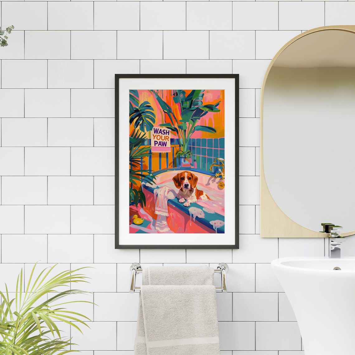 Wash Your Paw Beagle Bathroom Wall Art Print Decor - Image 2