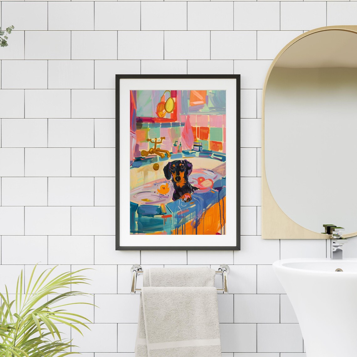 Dachshund Bathroom Maximalist Wall Art Poster - Image 2