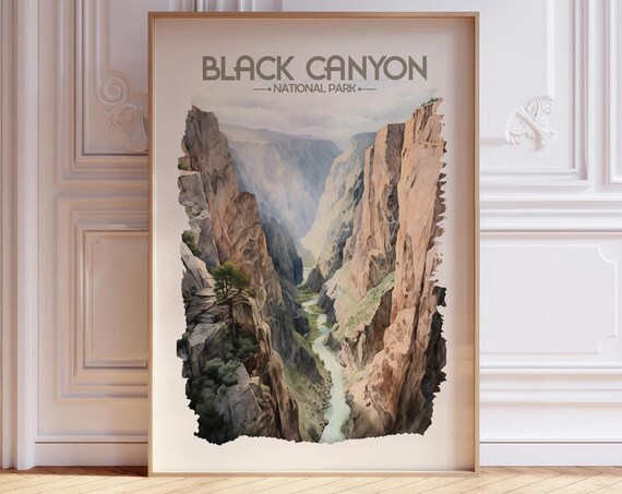 Black Canyon National Park Watercolor Canyon River Gorge Poster