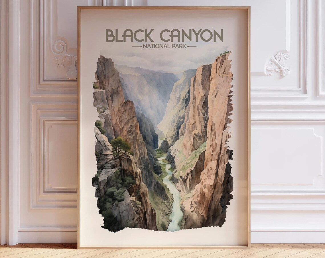 Black Canyon National Park Watercolor Canyon River Gorge Poster