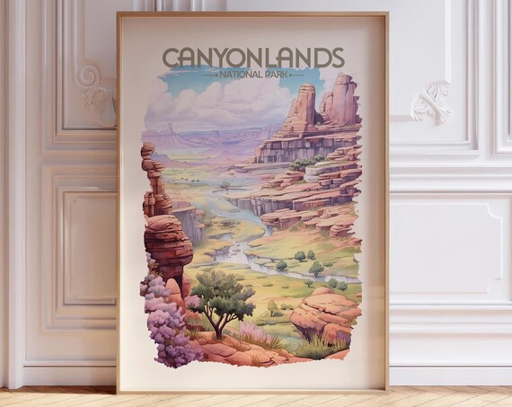 Canyonlands Utah National Park Watercolor Red Rock River Poster