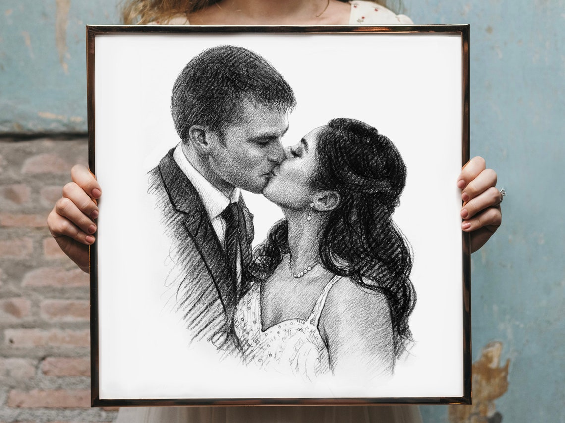 Two Laughing Men in Suits Custom Pencil Portrait Sketch Art Print - Image 4