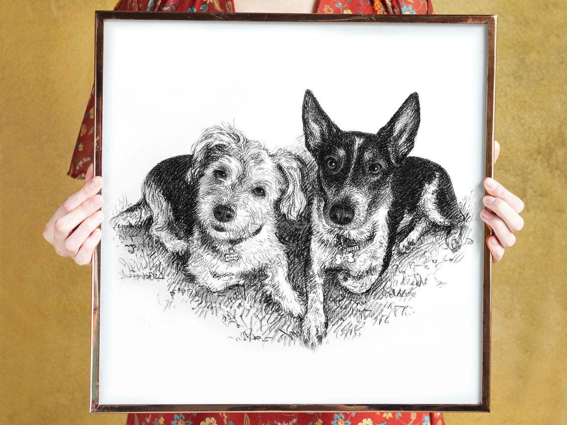 Custom Dog Drawing - Charcoal Style